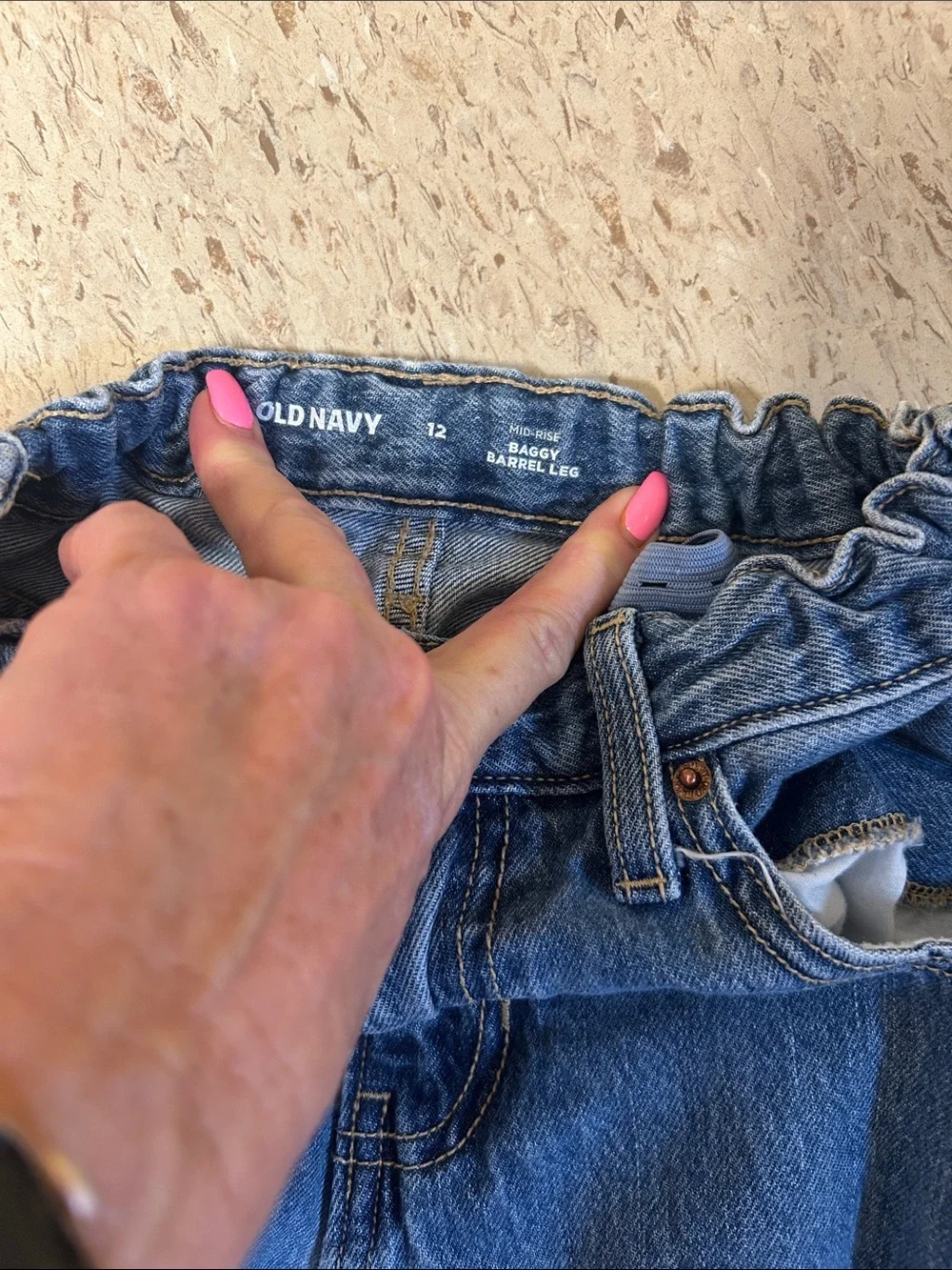 Old Navy Blue Denim Bow-Print Boyfriend Jeans sz 12